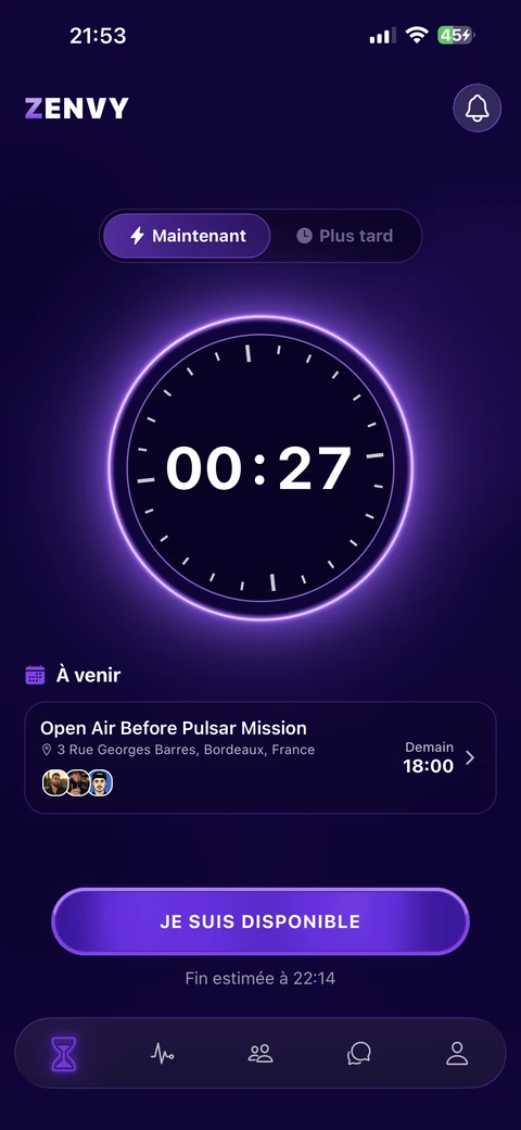 Écran de l'application, étape 1