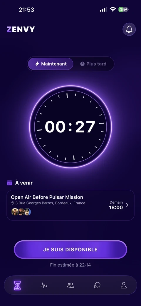 Écran de l'application, étape 1
