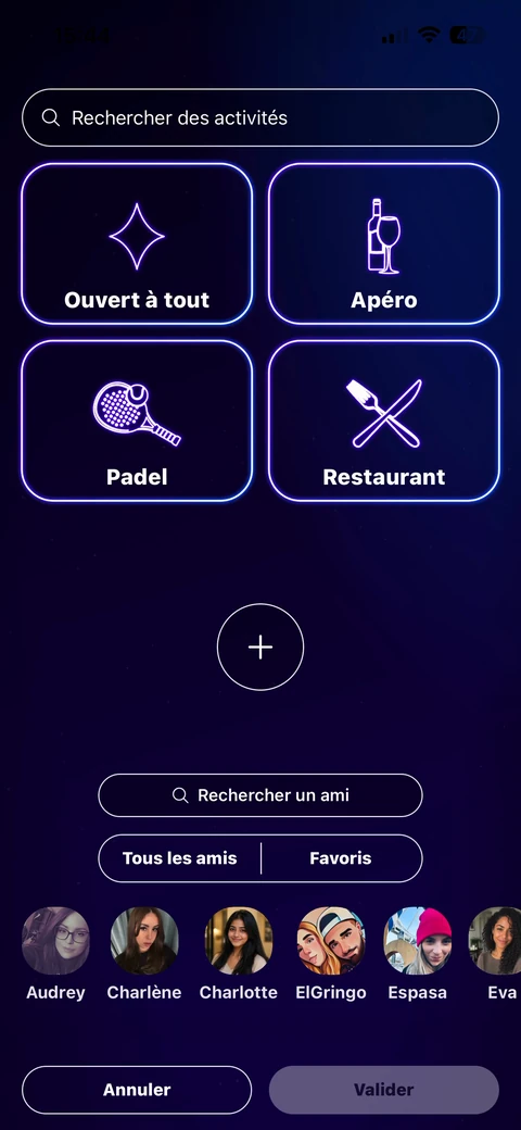 Écran de l'application, étape 2