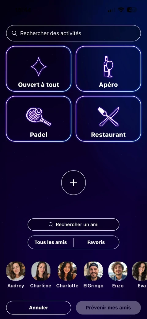 Écran de l'application, étape 2