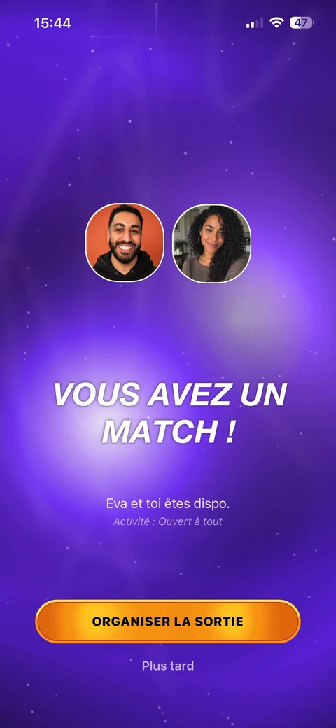 Écran de l'application, étape 3